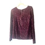 Alice + Olivia Silk Sequin Long Sleeve Blouse Plum Purple Size XS Photo 2