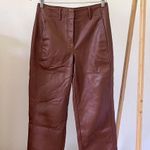 Aritzia Wilfred Free High Waisted Straight Leg Vegan Leather Pants in Chocolate Brown - 4 Photo 0