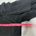 Happy x Nature Swiss Dot Flowy Blouse tiered bell sleeve tassel tie black sz L Size L Photo 4