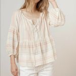 Velvet by Graham & Spencer Cream Cotton USA Melodia Blouse Size Small Red Photo 1