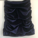 Lulus Lulu’s women’s small mini skirt velvet ruched dark navy deep purple bodycon Photo 0
