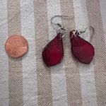 Glass Red and Silver Dangly‎ Earrings Photo 1