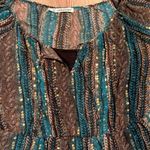 Maurice's  Plus 0 0X XL Peasant‎ Hippie Boho Chic Dress Aqua Brown Gold Hi Low Photo 2