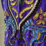 Vintage 80s Hudson’s Silk Purple Gold Bling Cropped Bolero Jacket S M Size M Photo 8