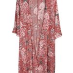 Torrid Kimono Hi Low Duster Pink Floral Print Sz M/L Photo 2