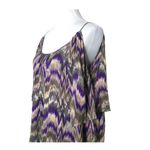 Parker  Silk Blouse or Mini Dress Size L Purple Chevron Bell Flare Sleeve Cut Out Photo 7