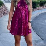 Lucy in the Sky Pink Sequin Halter Dress Photo 0