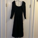 Reformation  Black Long Sleeve Midi Dress Size 6 viscose smashed back Photo 6