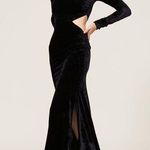 ALC Frank A.L.C. Sz 0 Midnight Navy Velvet Katherine Cut Out Turtleneck Asymmetric Gown Photo 0
