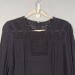 J. Crew Point Sur Romantic Crochet Lace Blouse Black Size 6 Cottagecore Boho Photo 1