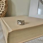 Boutique 6 Shank Mixed Metals Glam Criss Cross Ring “Lorenzia” Engagement Statement Fashion Jewelry Photo 2