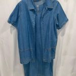 Y2k denim 2 piece shift dress and open jacket with pockets set Blue Size 1X Photo 0