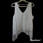 Gazelle White Embroidered Asymmetrical Tank Top Sheer Size M Size M Photo 1