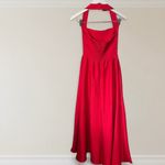 Reformation Edessa Maxi Dress Cherry Red Satin Halter Size 0 Photo 8