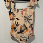 BCBGeneration NEW BCBGenertation Tank Bodysuit Womens XXS Floral Shoulder Tie Stretch Romantic Photo 0