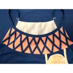 Navy Blue Sleeveless Geometric Print Dress With Mesh Detail Circle Pattern Large Size undefined Photo 7