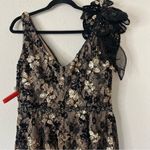 Mac Duggal  Floral Embellished V-Neck Midi Dress With Shoulder Bow NEW Size 12 Photo 8