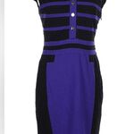 Karen Millen NWT Black and Blue Striped Midi Shirt Dress Short Sleeve Bodycon 8 Photo 1