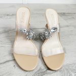 Schutz Laureen Light Nude Vinyl and Rhinestone High Heel Sandals Photo 1