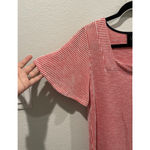 Anthropologie W5 Red White Stripe Short Flutter Square Neck Blouse Photo 2