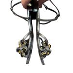 Prada Sandals Womens Size 35.5 Silver Strappy Jeweled Flower Ankle Strap Italy Photo 5