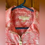 Michael Kors  fern leaf full zip roll‎ tab sleeve top size medium Photo 2