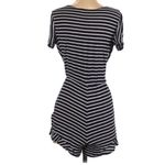 Kimchi Blue  Navy Blue Striped Short Sleeve Plunge Romper Womens XS Photo 1