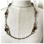 Ann Taylor gold tone and blue rhinestone necklace Photo 0