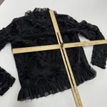 ML Monique Lhuillier Blouse Womens Small Sheer Velvet Floral Lace Long Sleeve Black Photo 7