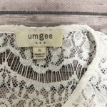 Umgee  White Lace Overlay Cold Shoulder Short Sleeve Oversized A Line Dress Small Photo 6