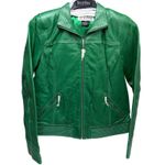 Bradley Bayou Genuine Leather Jacket Green Zip Moto Style XS NWT Photo 1