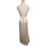 Alice + Olivia Ryn Tulle-Panel Maxi Dress champagne white halter backless size 4 Photo 8