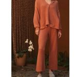 Free People Picnic Sweater Ribbed Flare Lounge Pant Terra Cotta- Size Medium Photo 1