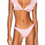 Eberjay eberjey Pique Graziela Pink Bikini Ruffle High Cut Cheeky Small Textured Ribbed Photo 0