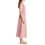 XIRENA Esme Stripe Cotton Dress In Citrus Melange Tie Straps Pockets Large NWT Pink Photo 4