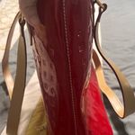 Arcadia Glossy Red and Tan Tote Bag Photo 5