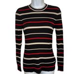 St. John  For Nordstrom Black, Red and White Striped Ribbed Stretch Sweater EUC S Photo 1