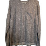 Garnet Hill  Gray white Swirl Print Long Sleeve Casual T-Shirt Women Sz M Photo 0