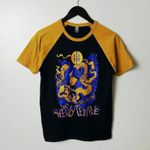 Heavy Temple Raglan Graphic Tee Womens Yellow Black Small S Metal Band Trio Photo 6