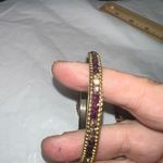 Set of Three Made in India Purple and Gold Sparkle Bangle Bracelets Photo 3