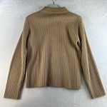 Vtg Small S Leather Patchwork Full Zip Ribbed Sweater Designer Studio Originals Brown Photo 6