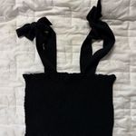 White Fox Boutique  Black Ruched Crop Top Tank with Ties Photo 0