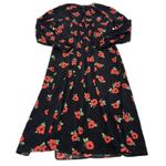 Nobody's Child Dress Womens 8 Black Red Floral Midi Long Sleeve Poppy Print Photo 2