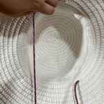 White Floppy Hat with Multicolor Thread in Seams Adjustable Neck Strap Photo 5