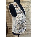 Kenar Vtg Ann Tjian For Open Knit Crochet Vest Medium Petite Boho Festival Photo 3