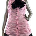 Vintage 1980s Victor Costa Pink and Black Strapless Dress Small Photo 1