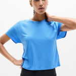 Athleta  L Grid Knit Tee Cornflower Blue Large Regular Photo 0