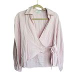 Love, Whit by Whitney Port Women's Pink Wrap Top Long Sleeve Career Light Weight Photo 0
