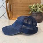 Shyanne  distressed flower bull skull adjustable trucker hat denim Photo 2