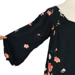 Billabong Beach Craze Floral Black Long Sleeve Tunic Mini Dress Size Medium Photo 2